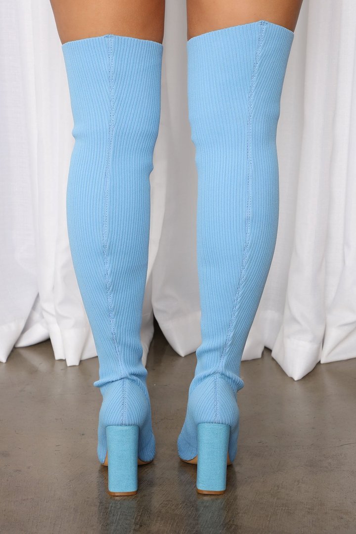 Show Stealer Over The Knee Boots - Blue