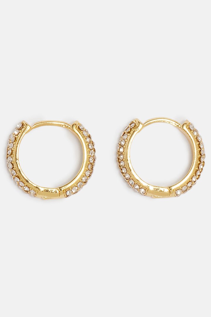 Iced Hoop Earring Set - Gold