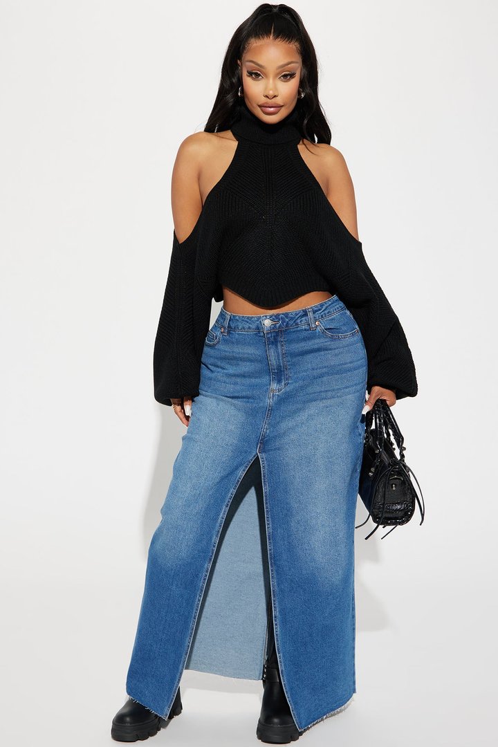 Karasi Cold Shoulder Sweater - Black