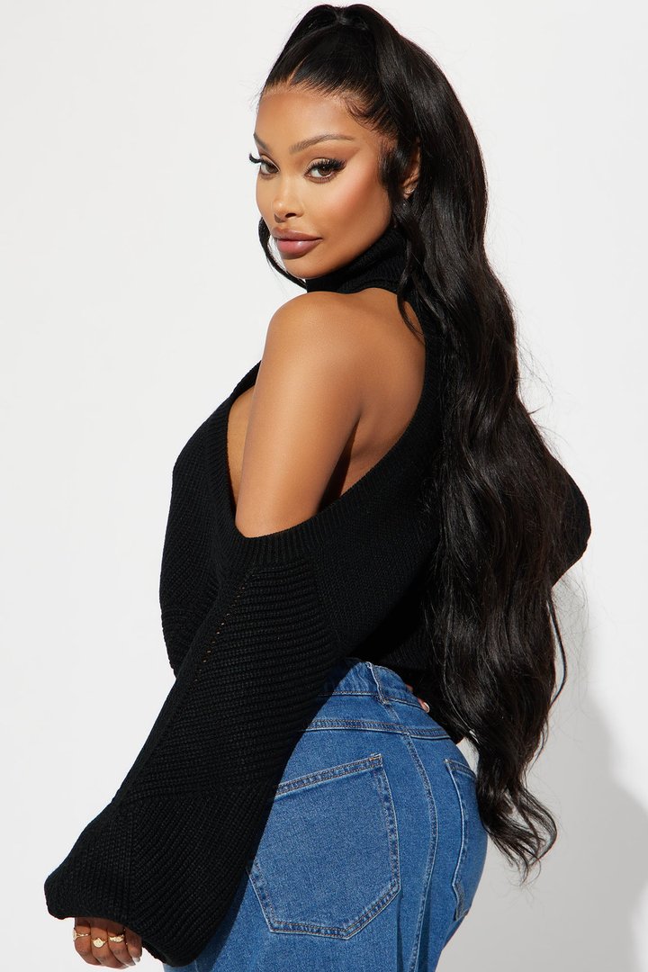 Karasi Cold Shoulder Sweater - Black