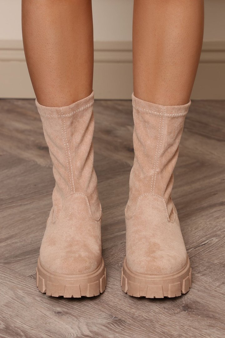 Exactly That Lug Sole Booties - Nude