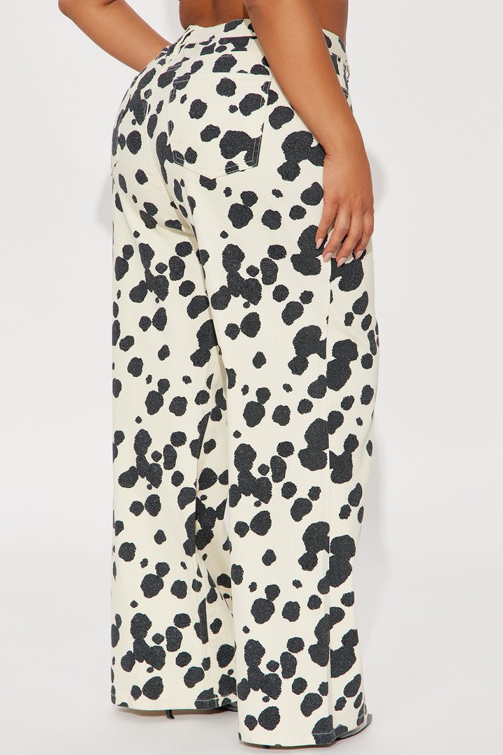 Something Sweet Baggy Printed Jeans - Black/White