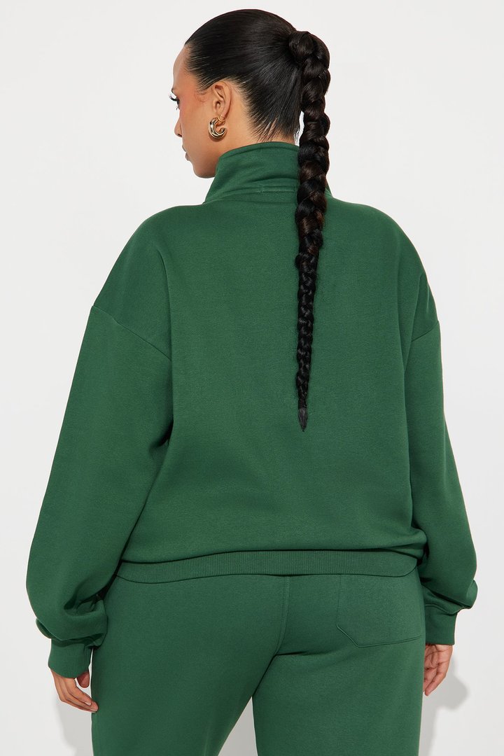Stole My Ex Boyfriend's Oversized Quarter Zip Sweatshirt - Hunter