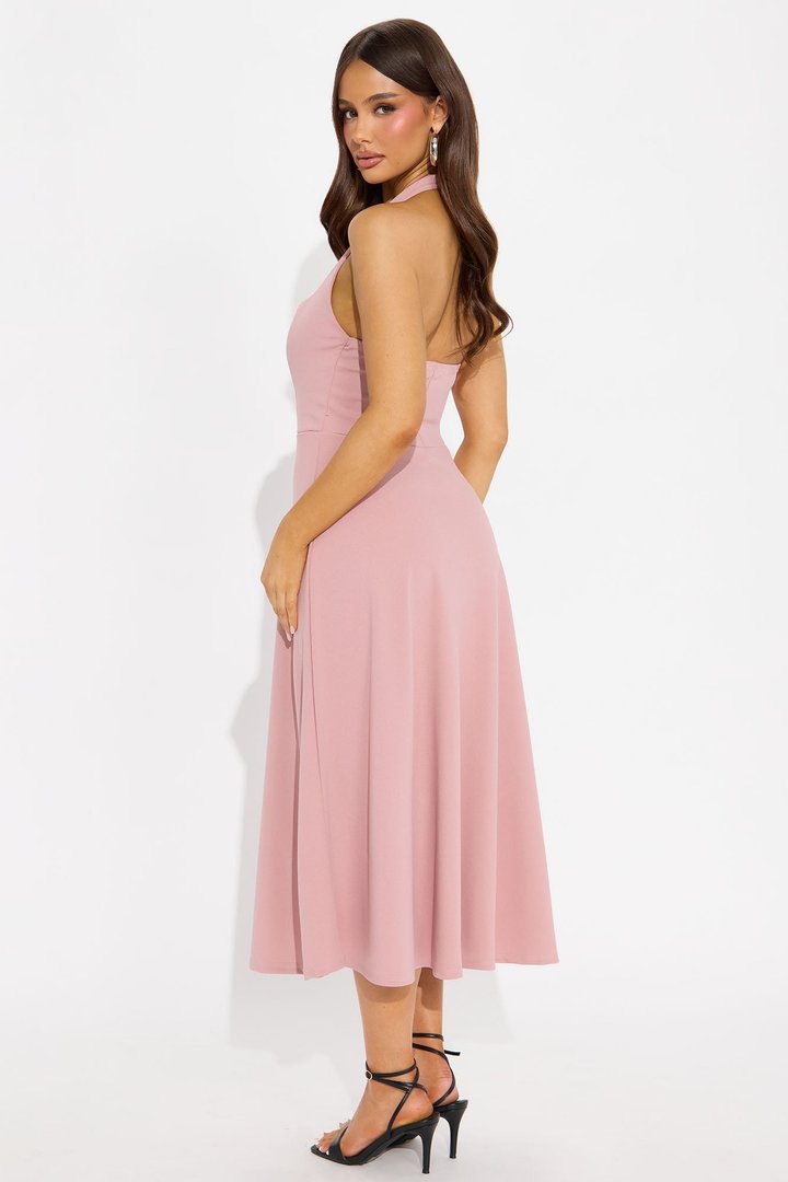 Alena Halter Midi Dress - Mauve