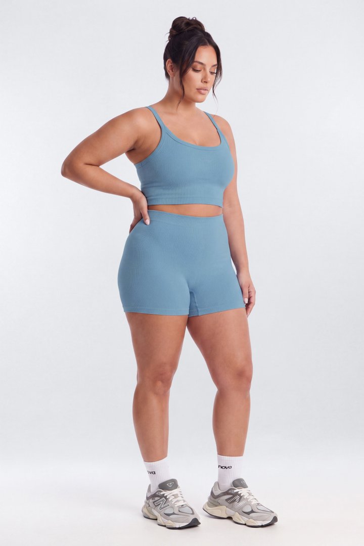 CottonFlex™ 4″ Sports Biker Short - Soft Indigo