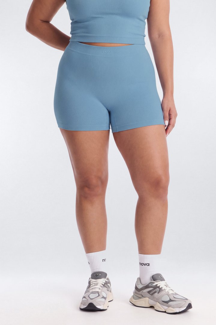 CottonFlex™ 4″ Sports Biker Short - Soft Indigo