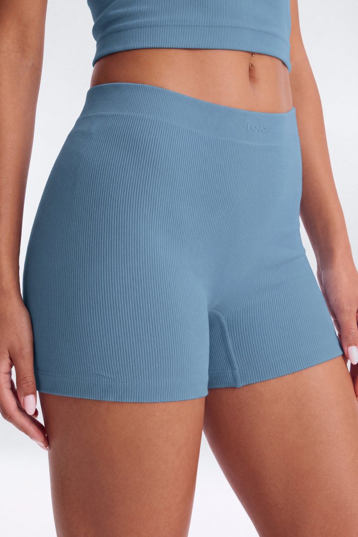 CottonFlex™ 4″ Sports Biker Short - Soft Indigo