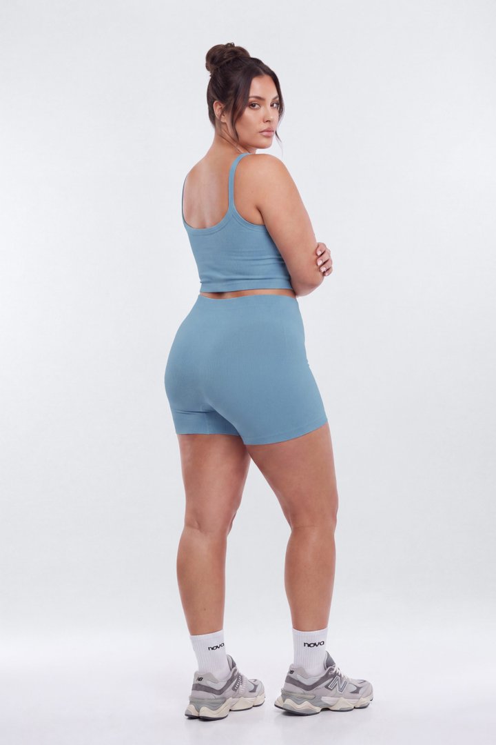 CottonFlex™ 4″ Sports Biker Short - Soft Indigo