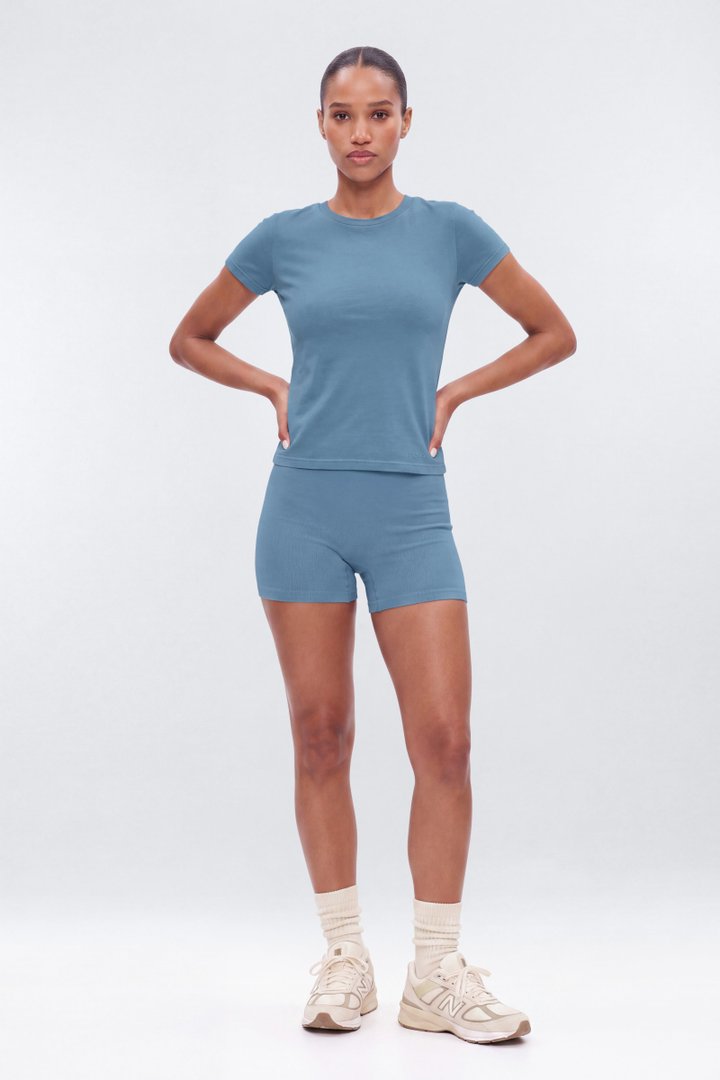 Cotton Jersey Short Sleeve T Shirt - Soft Indigo