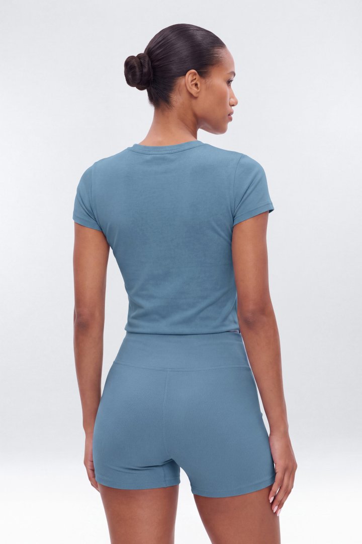 Cotton Jersey Short Sleeve T Shirt - Soft Indigo