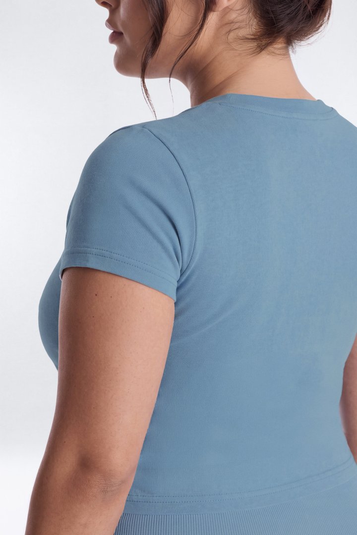 Cotton Jersey Short Sleeve T Shirt - Soft Indigo