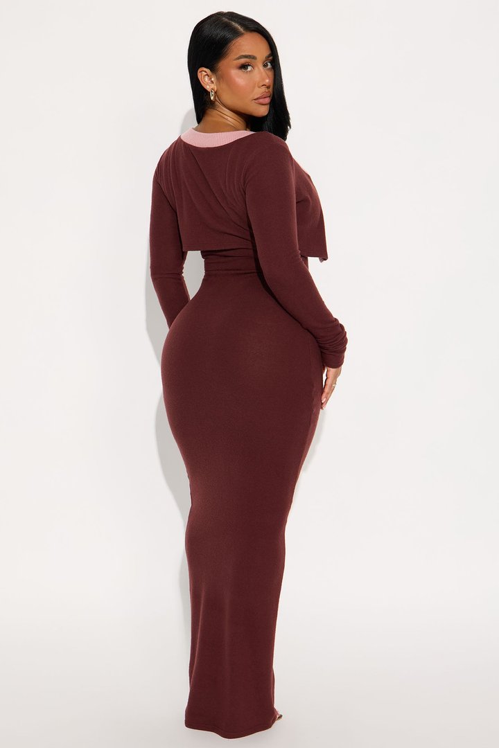 Literally No Maxi Dress Set - Brown/combo