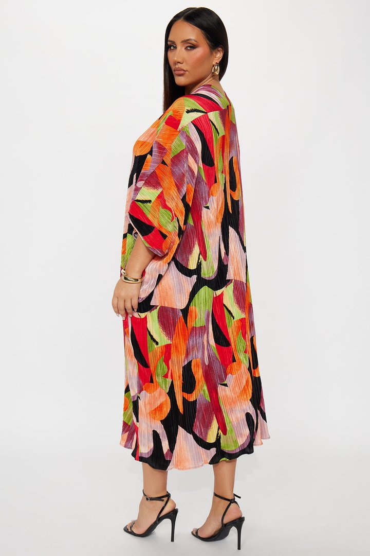 Isa Plisse Printed Maxi Dress - Green/combo