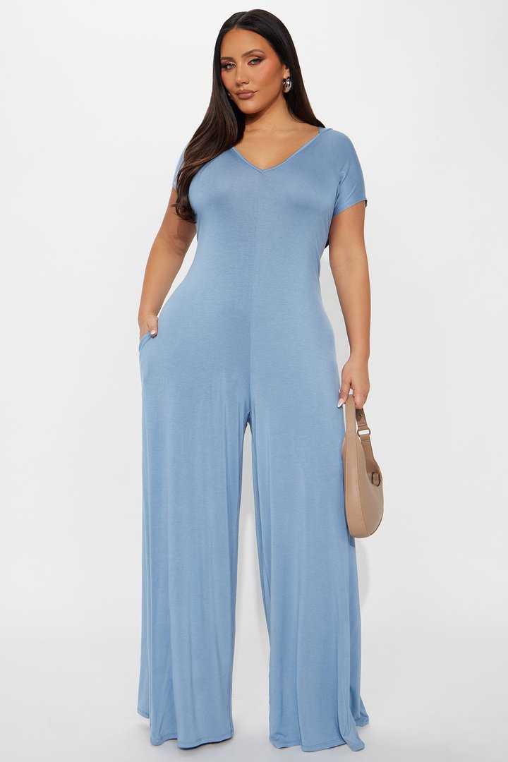 Nayali Knit Hooded Jumpsuit - Blue