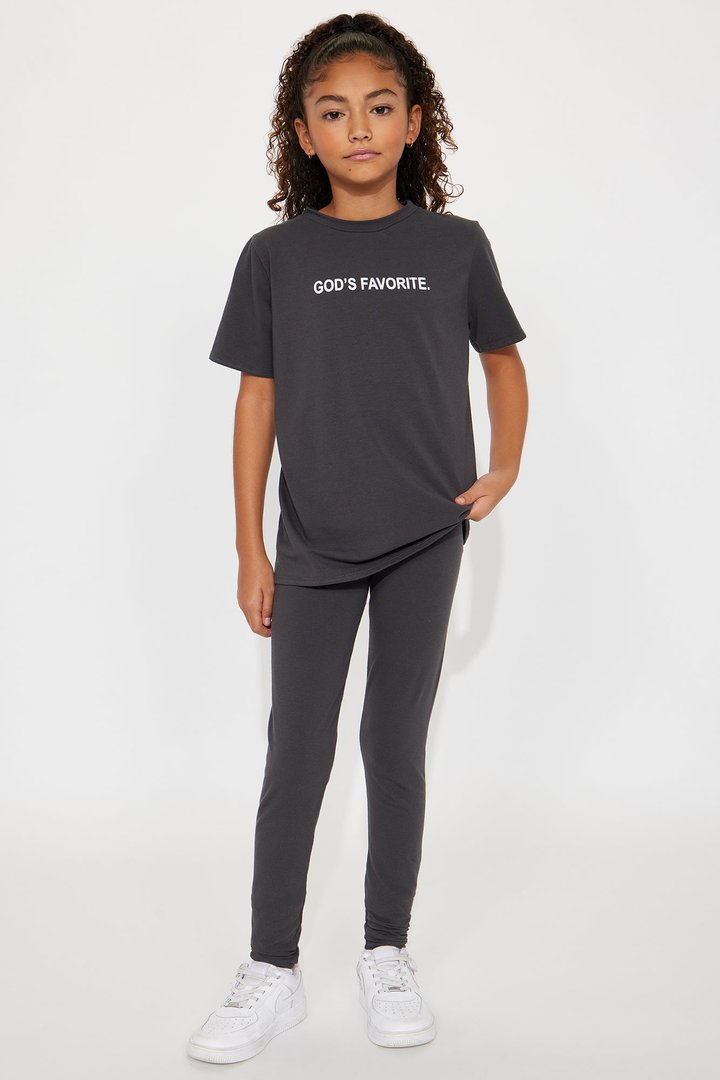 Mini God's Favorite Legging Set - Charcoal