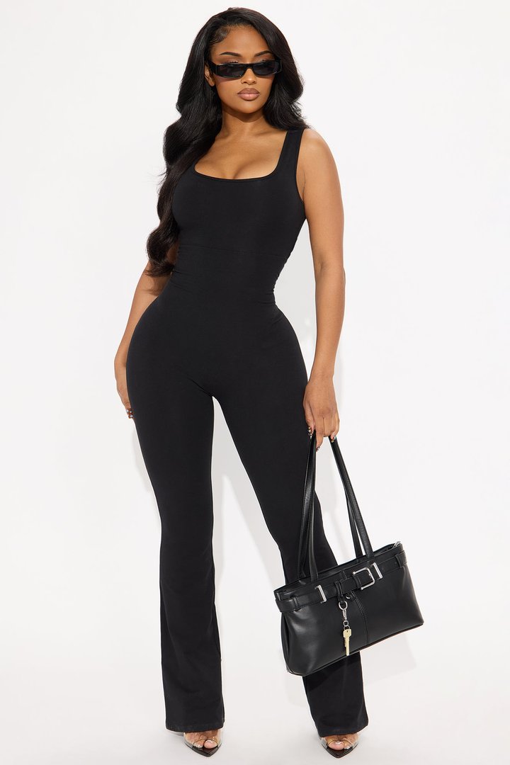 Selina Flare Leg Jumpsuit - Black