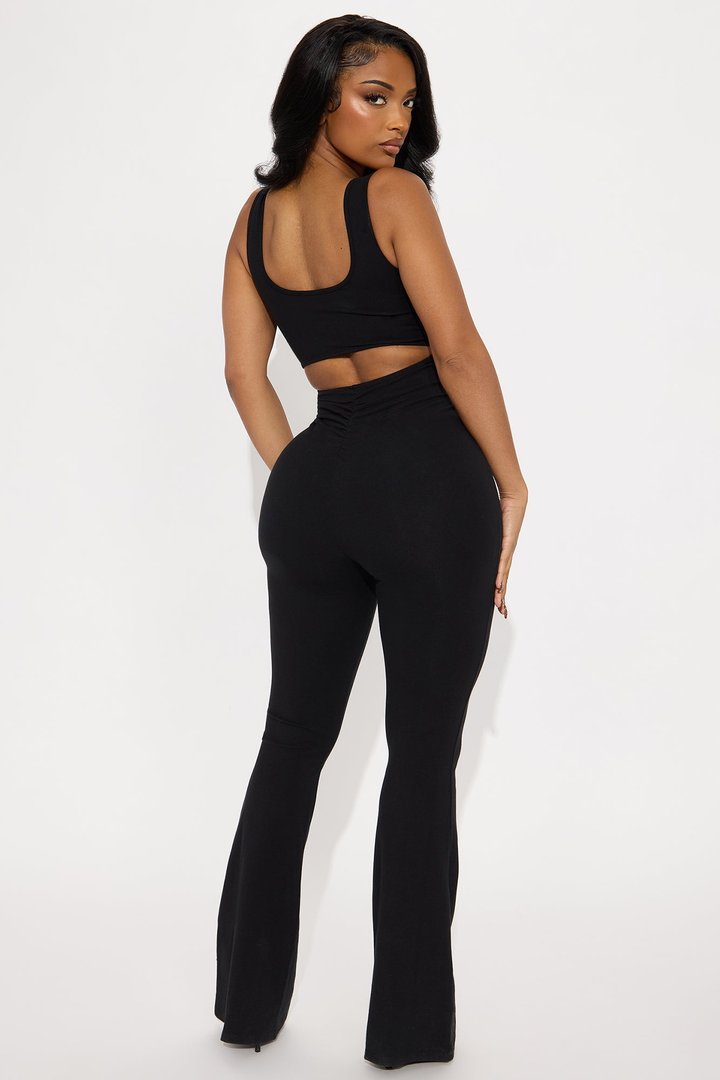 Selina Flare Leg Jumpsuit - Black