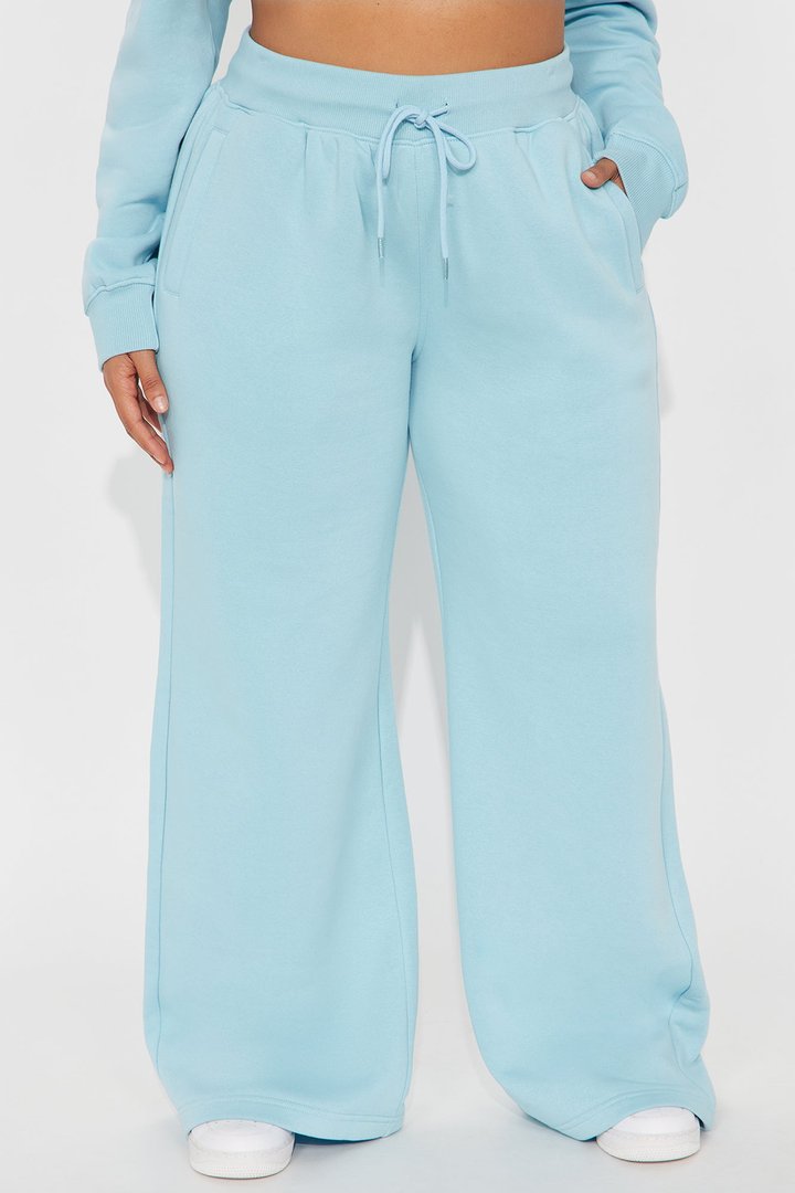 Stole My Ex Boyfriend's Wide Leg Sweatpants - Light Blue