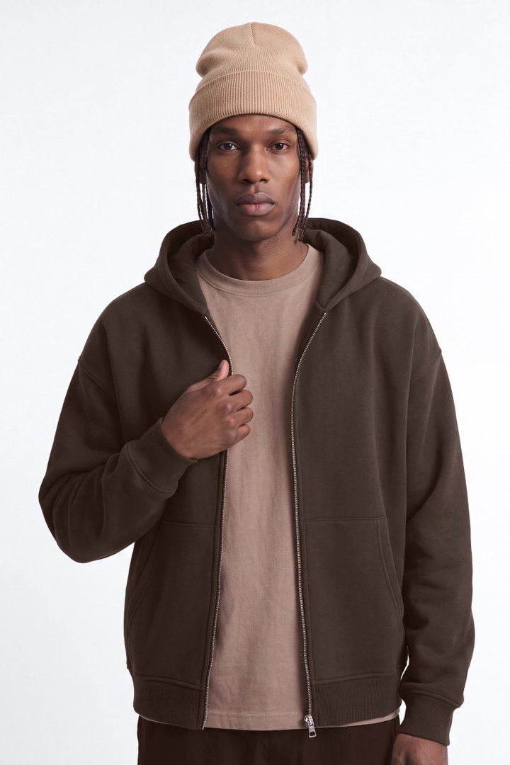 410 Oversized Zip Hoodie - Brown