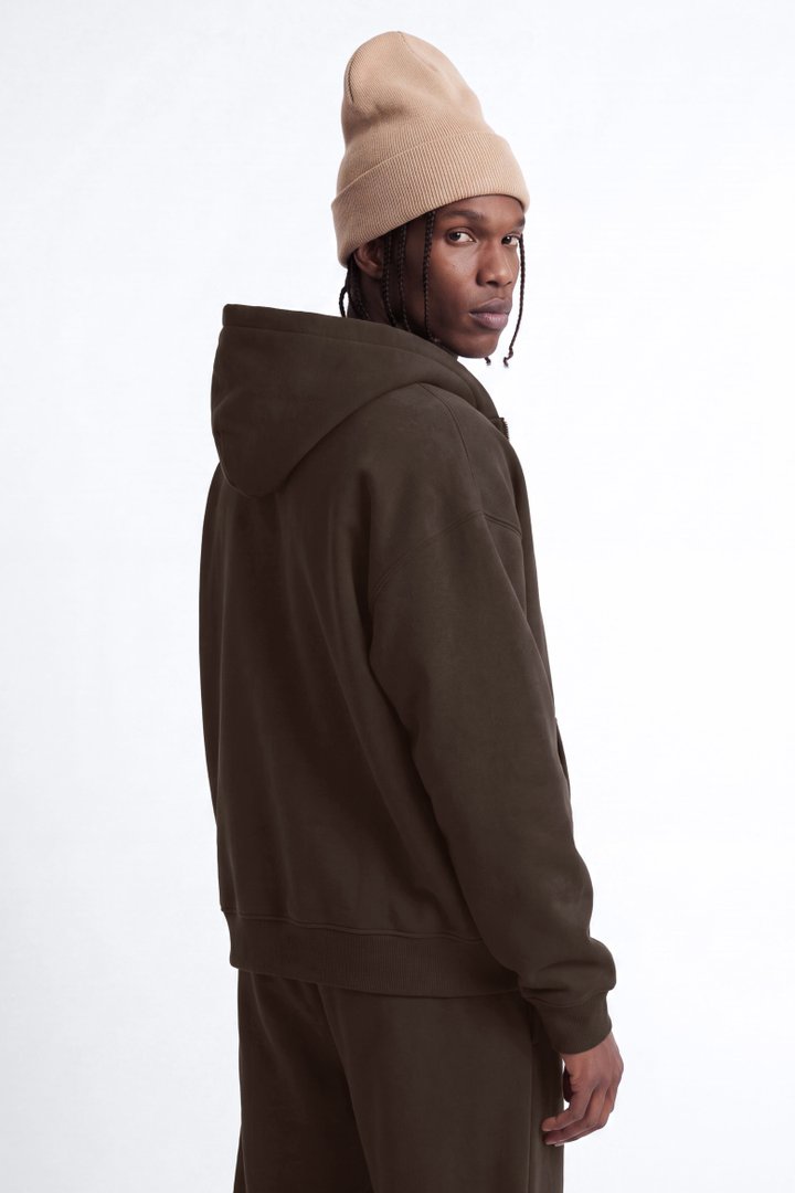 410 Oversized Zip Hoodie - Brown