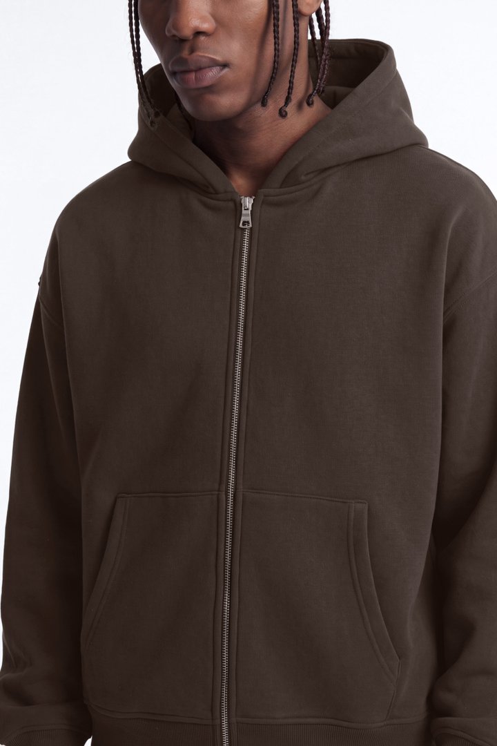 410 Oversized Zip Hoodie - Brown