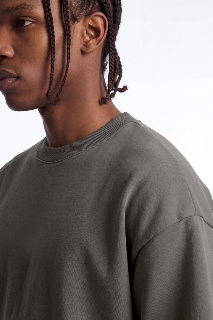 410 Oversized Fleece Tee - Moss Grey