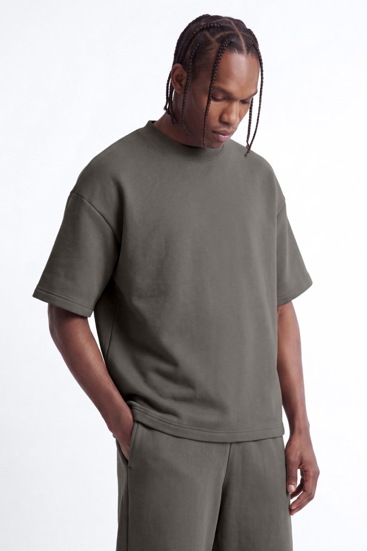 410 Oversized Fleece Tee - Moss Grey