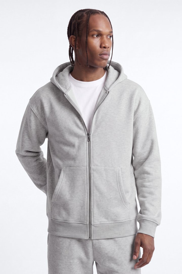 410 Oversized Zip Hoodie - Heather Grey