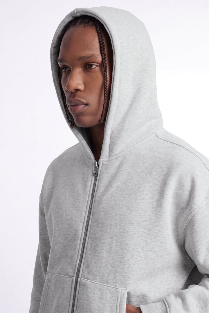 410 Oversized Zip Hoodie - Heather Grey