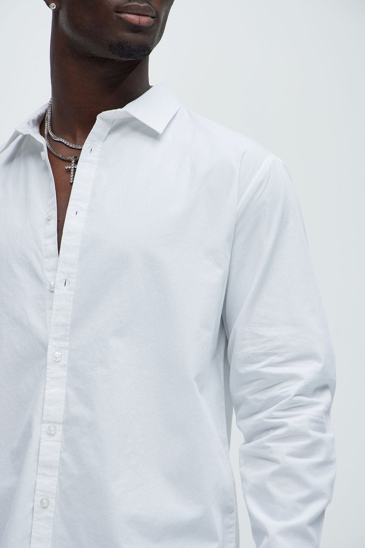 Ryland Cotton Long Sleeve Button Up Shirt - White