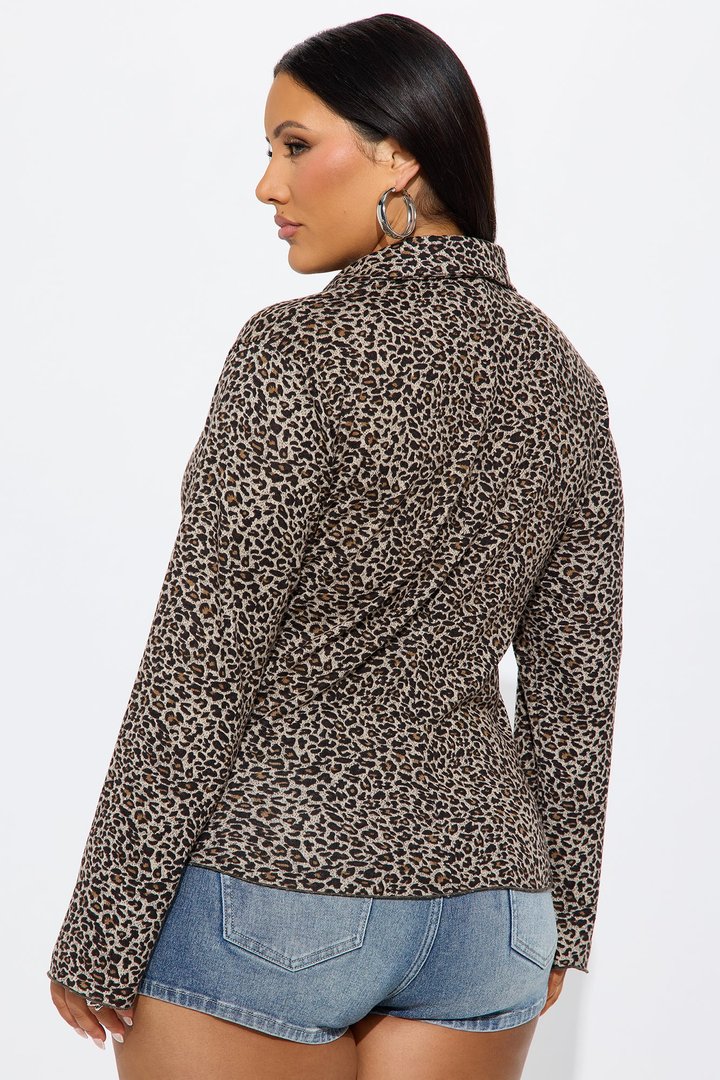 My Desire Leopard Button Up Long Sleeve Shirt - Leopard