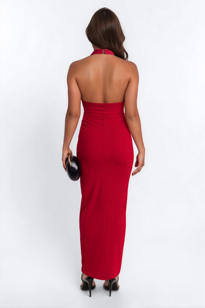Alena Bomb Halter Maxi Dress - Red