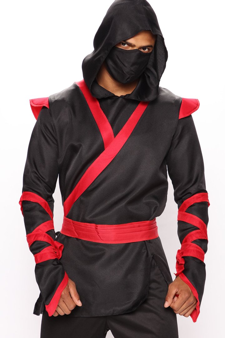 Dragon Ninja Master 5 Piece Costume Set - Black/Red