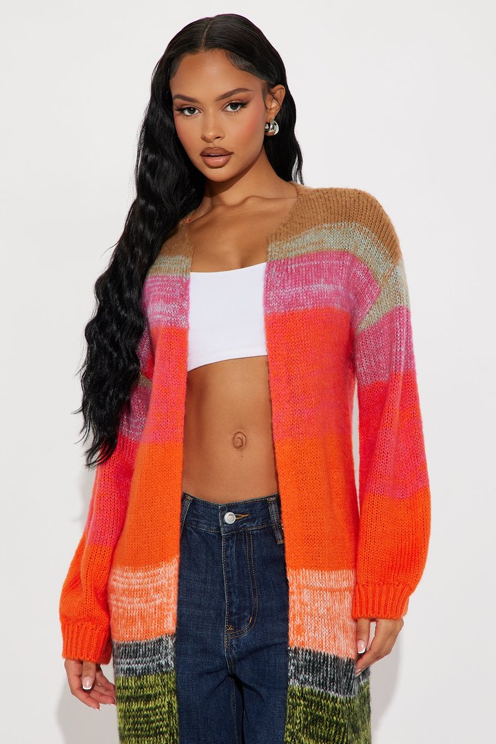 Lennon Color Block Long Cardigan - Multi Color