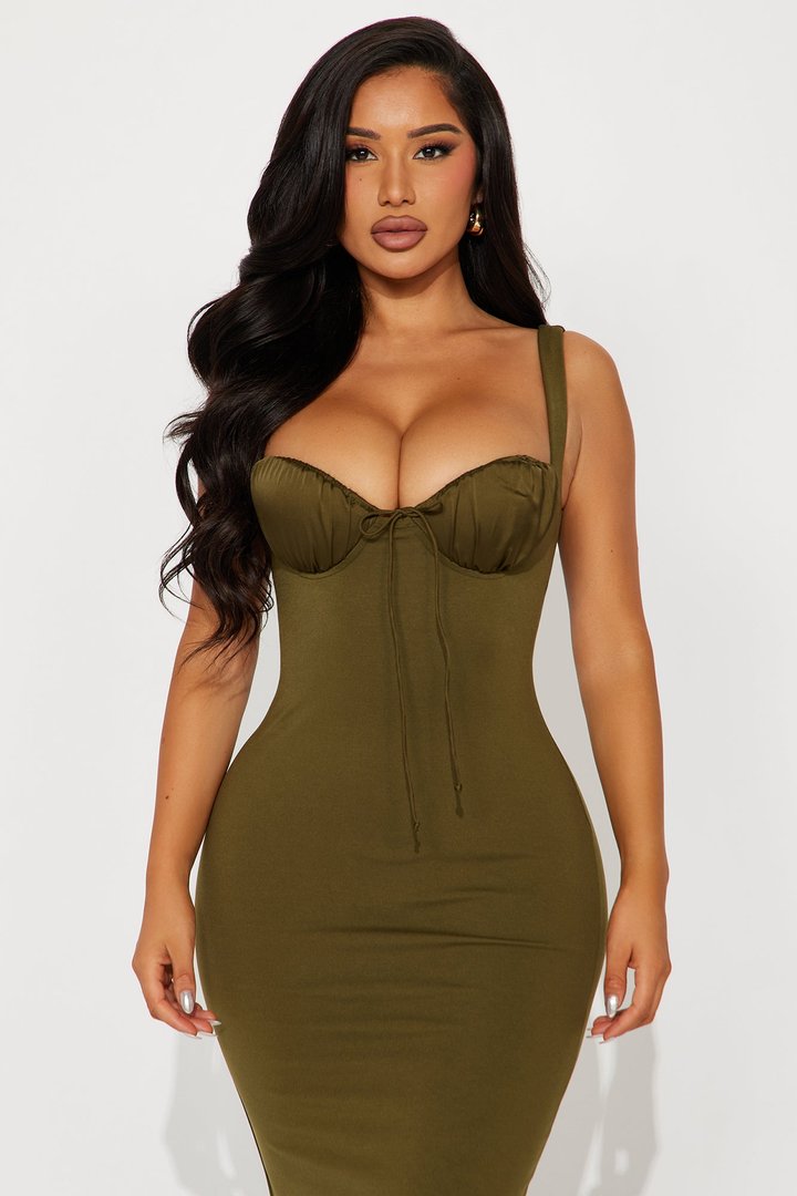 Sonya Low Back Maxi Dress - Olive