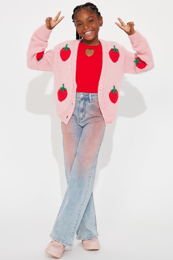 Mini Berry Sweet Strawberry Cardigan - Pink