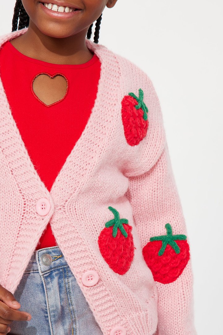 Mini Berry Sweet Strawberry Cardigan - Pink