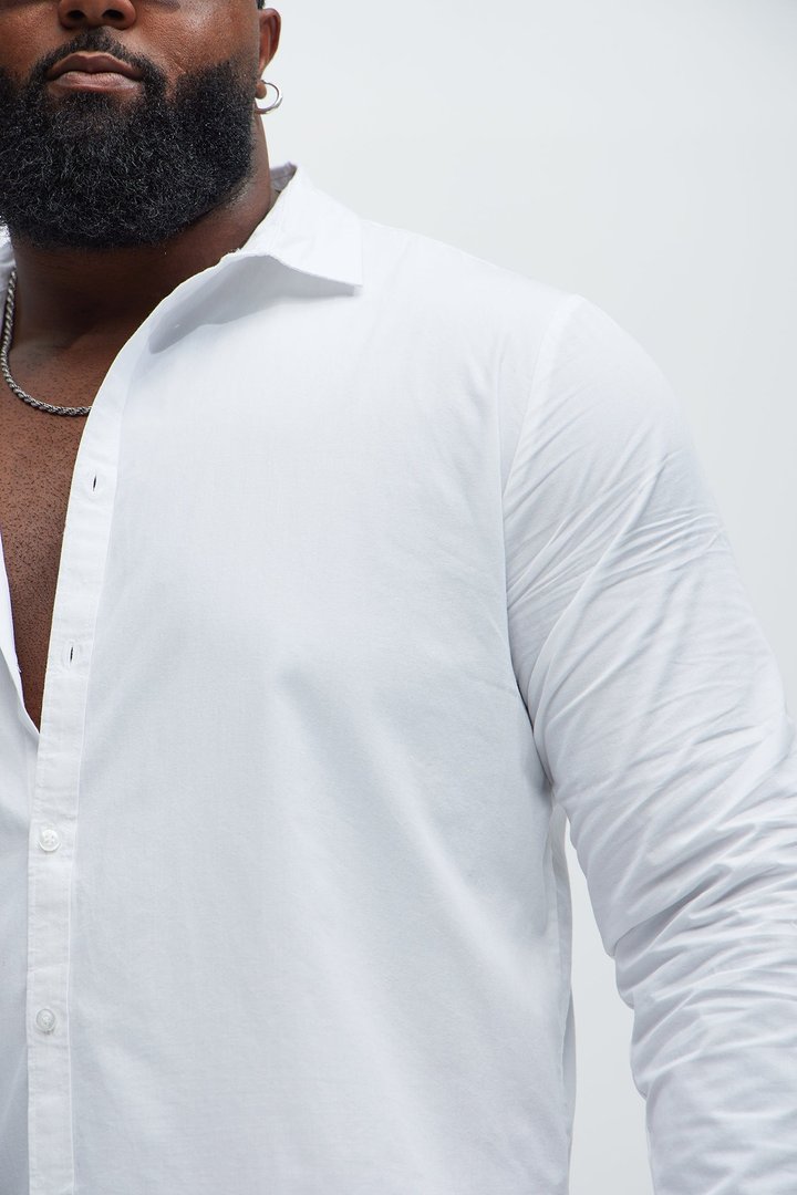 Ryland Cotton Long Sleeve Button Up Shirt - White