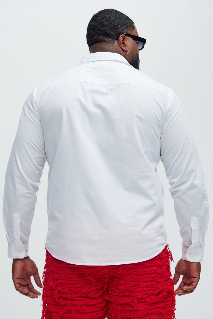 Ryland Cotton Long Sleeve Button Up Shirt - White