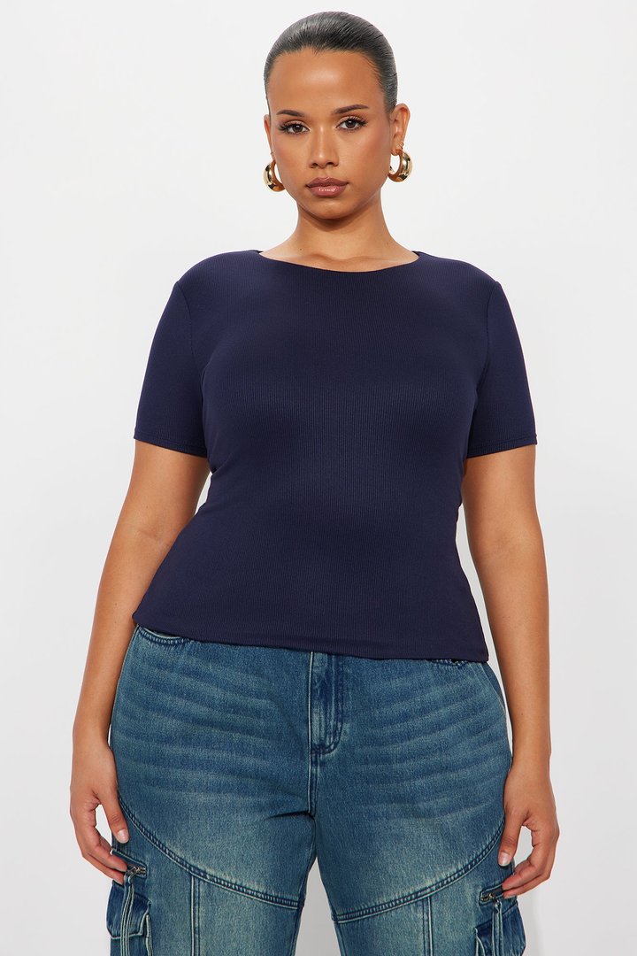 Chloe Crew Neck Short Sleeve Tee - Navy