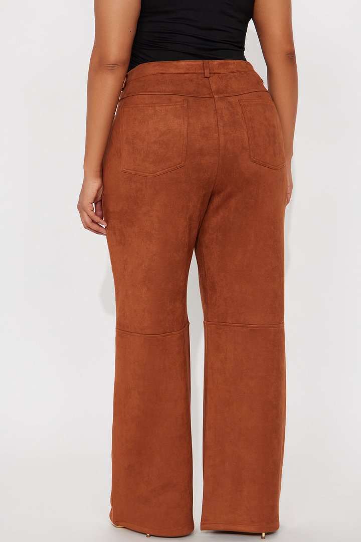 Gianna Faux Suede Wide Leg Pant - Camel