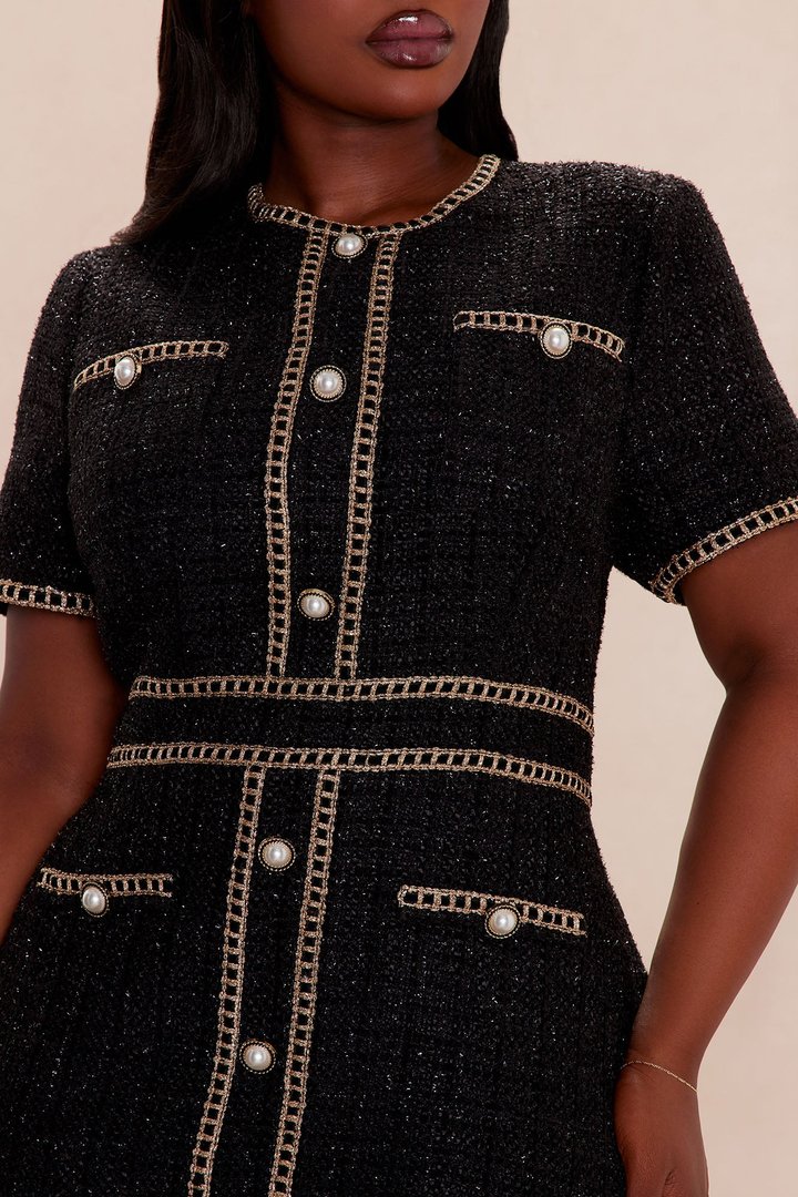 Genesis Tweed Mini Dress - Black/combo