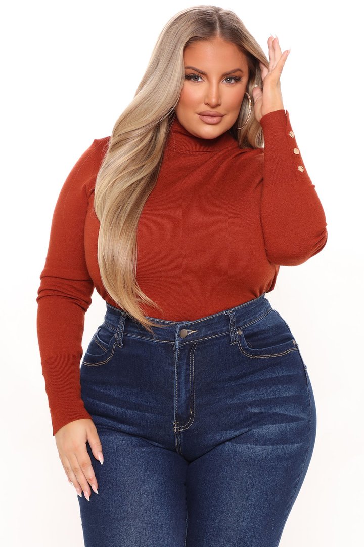 Meet Me Somewhere Turtle Neck Sweater - Rust