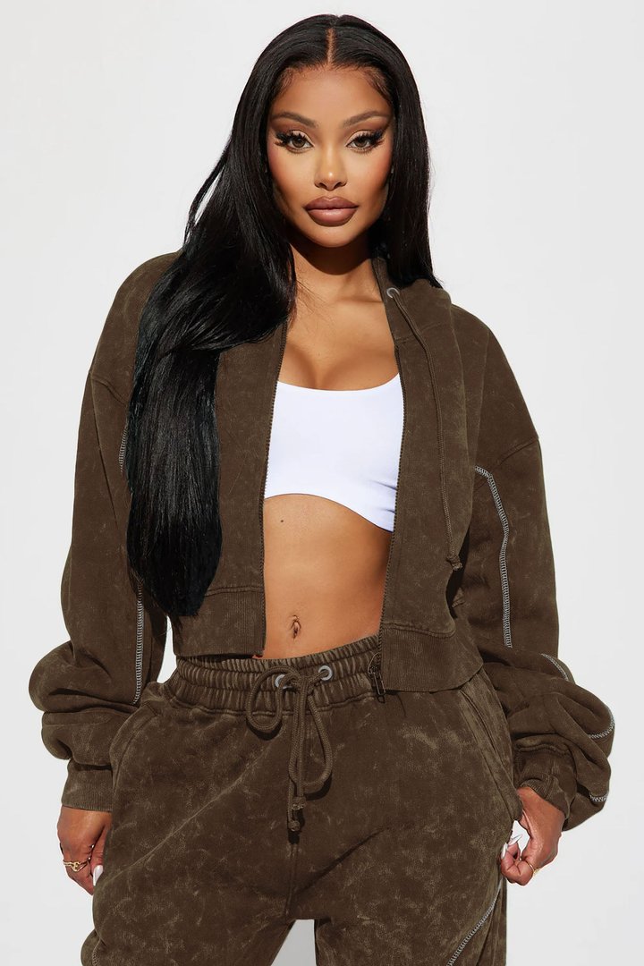 Norah Washed Lounge Hoodie - Brown