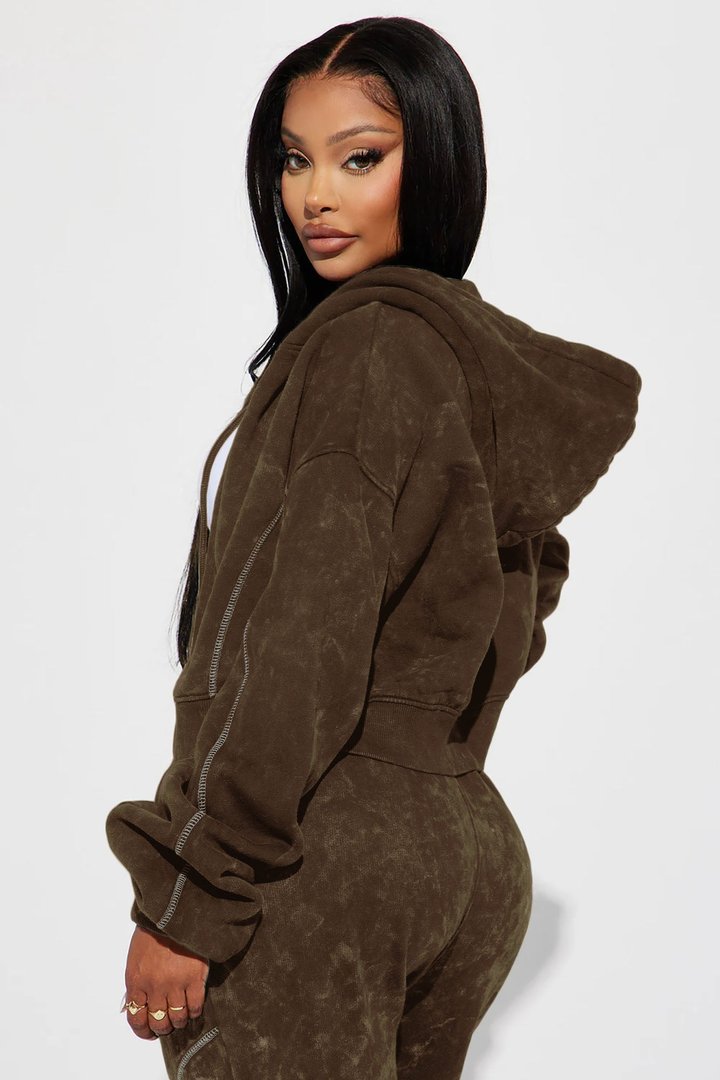Norah Washed Lounge Hoodie - Brown