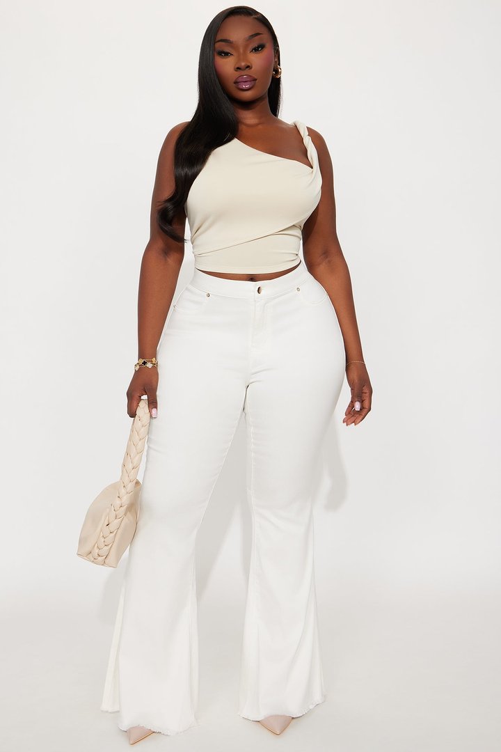 Secret Revealed Low Rise Flare Jeans - Cream