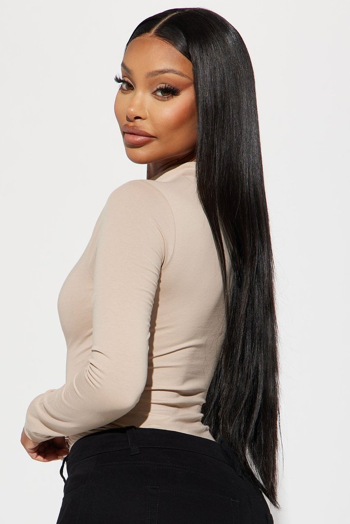 Melanie Mock Neck Bodysuit - Taupe