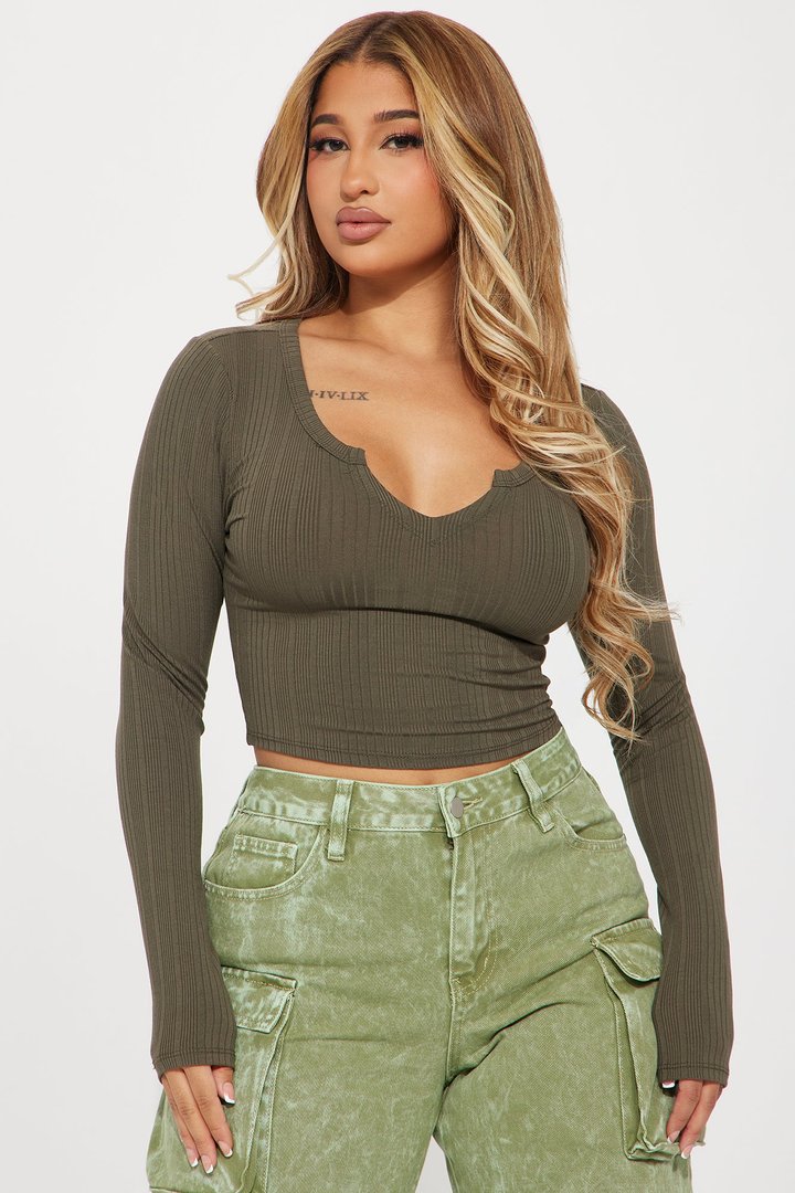 Koryn Ribbed Top - Olive