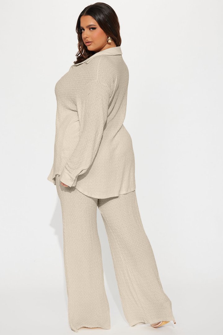 Fly With Me Textured Pant Set - Stone
