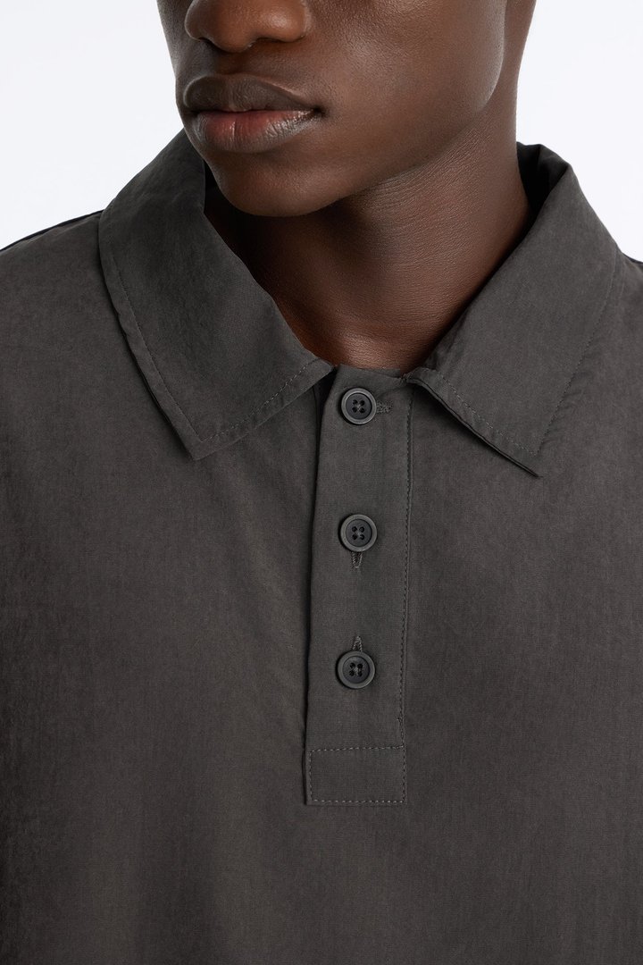 Neo Faux Suede Short Sleeve Polo - Black